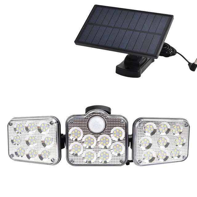 Solar LED Flutlicht mit Bewegungsmelder – 3-Strahler Außenbeleuchtung für Garten, Hof und Garage