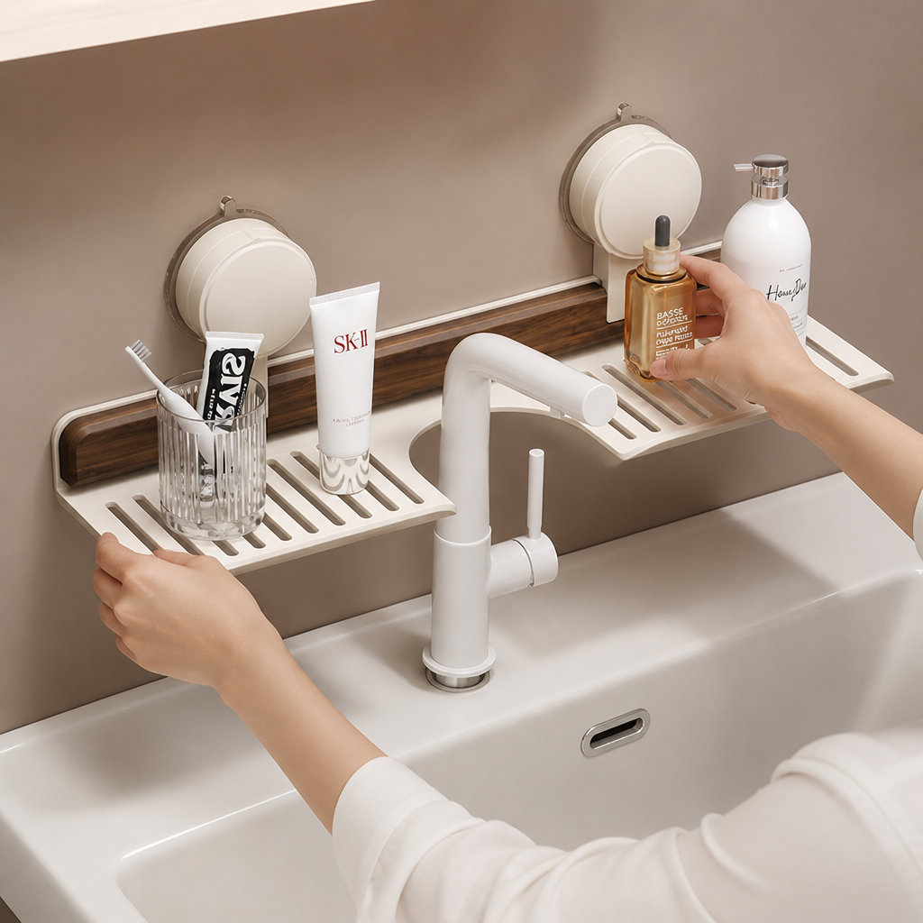 Moderne Waschbecken-Ablage mit Saugnapf – Bohrfreies Regal für ein schönes Zuhause
