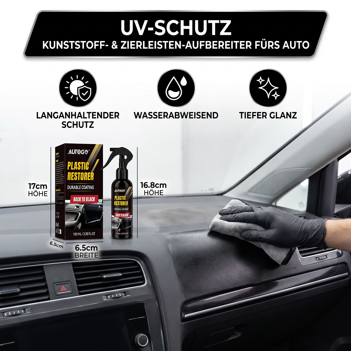 Kunststoff- & Zierleisten-Aufbereiter fürs Auto mit UV-Schutz