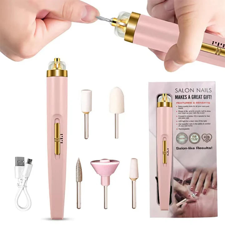5-in-1 Elektrisches Nagelpflegegerät – Tragbares Maniküre-Tool mit LED-Licht