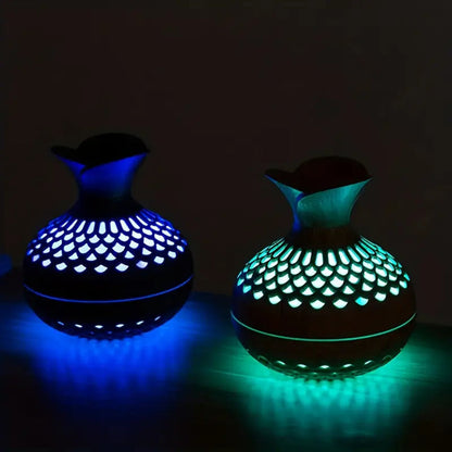 Aromatherapie-luftbefeuchter Mit LED – Diffuser In Holzoptik & Nachtlicht