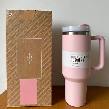 Isolierter Edelstahl Reisebecher – 40oz Großer Becher Mit Griff, Auslaufsicherem Deckel & Strohhalm