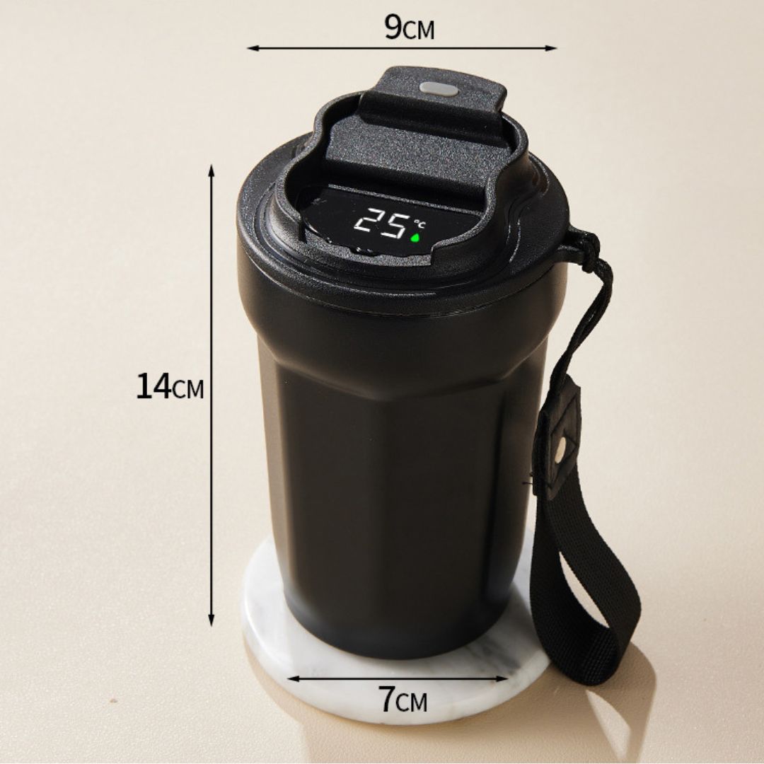 Edelstahl  Kaffebecher mit LED Temperatur Anzeige 450 ML