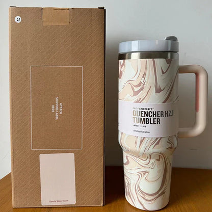 Isolierter Edelstahl Reisebecher – 40oz Großer Becher Mit Griff, Auslaufsicherem Deckel & Strohhalm