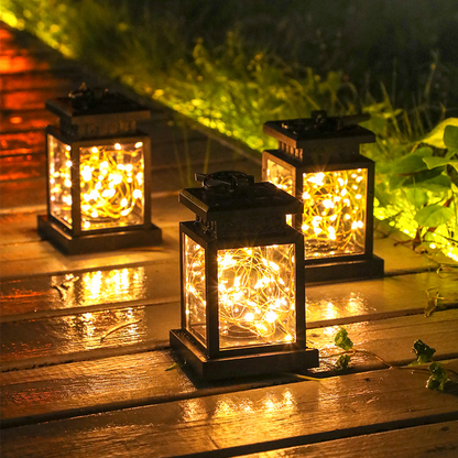 Solar LED Laterne mit Lichterdraht und Aufhängeclip – Wasserdichte Gartenbeleuchtung für Terrasse und Balkon