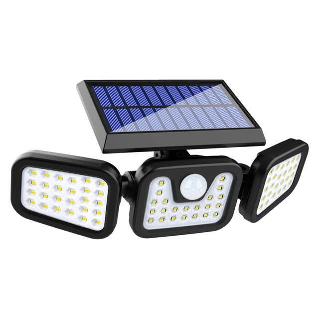 Solar LED Flutlicht mit Bewegungsmelder – 3-Strahler Außenbeleuchtung für Garten, Hof und Garage