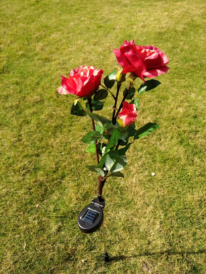 Solarbetriebene Rosen-Lichter – Gartenstecker mit Solarpanel für dekorative Beleuchtung