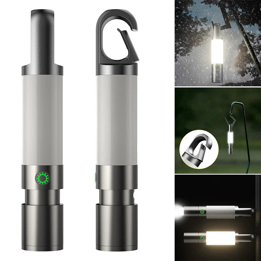 LED-Taschenlampe mit Mehrfarbfiltern – Wiederaufladbare USB-C Lampe mit Camping- & Notlicht-Funktion