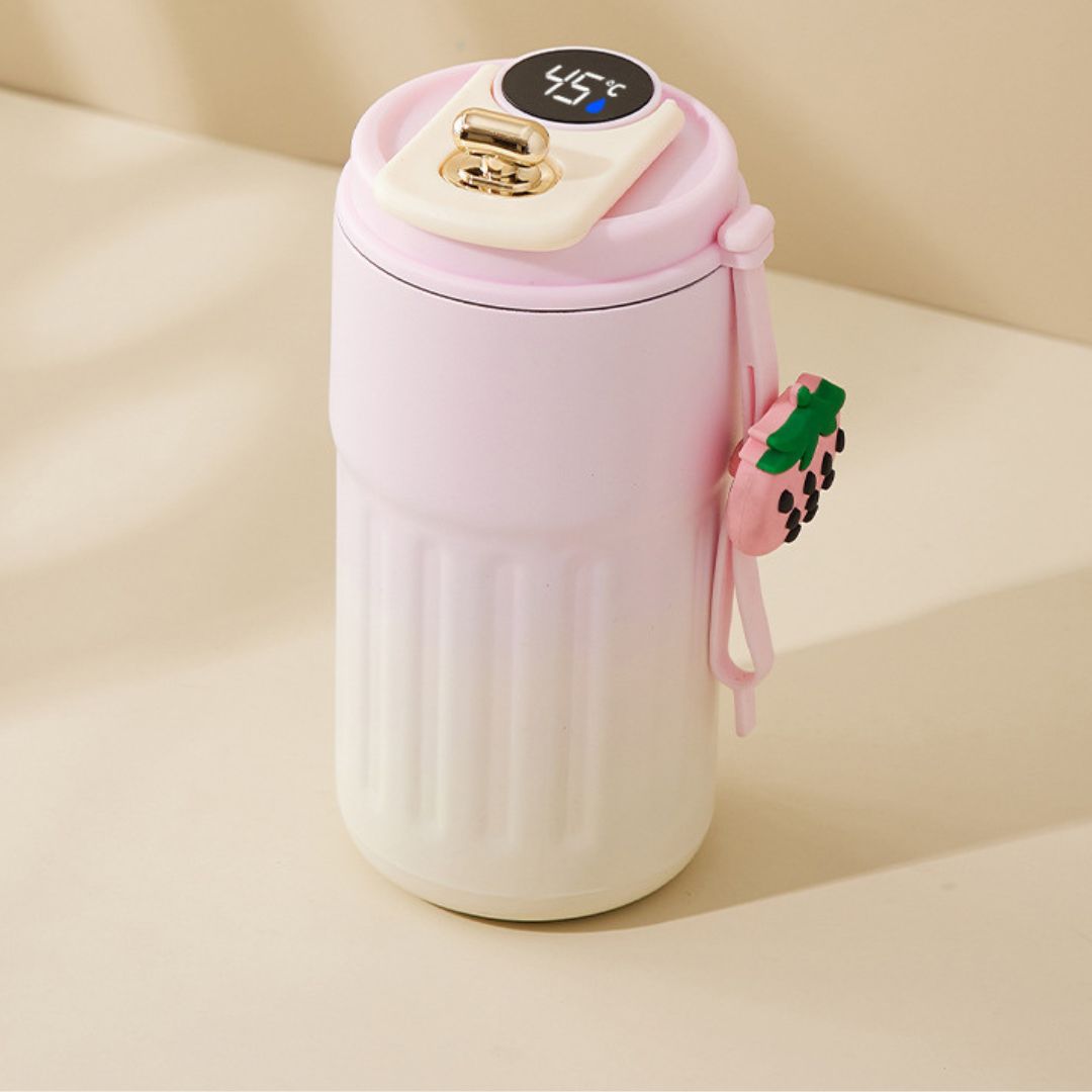 Edelstahl  Kaffebecher mit LED Temperatur Anzeige 450 ML