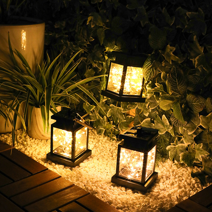 Solar LED Laterne mit Lichterdraht und Aufhängeclip – Wasserdichte Gartenbeleuchtung für Terrasse und Balkon