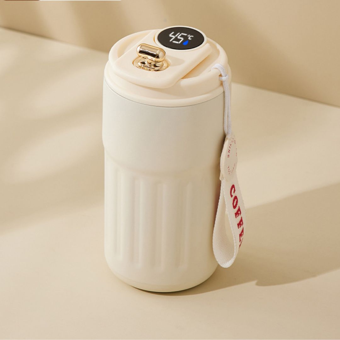 Edelstahl  Kaffebecher mit LED Temperatur Anzeige 450 ML