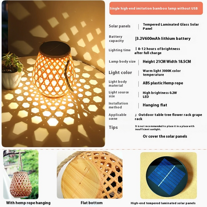 Solar LED Rattan-Laterne – Große Außenbeleuchtung im Oval-Design für Garten und Terrasse