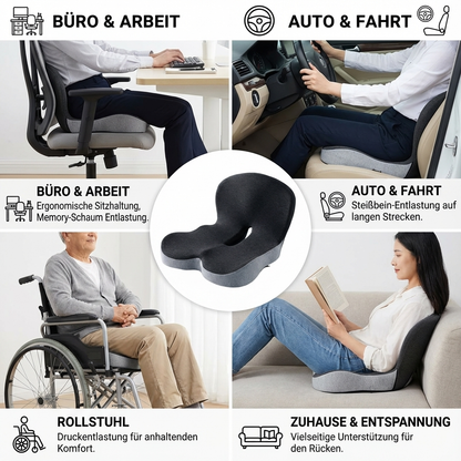 Orthopädisches Sitzkissen mit Memory-Schaum – Entlastung für Steißbein & Rücken