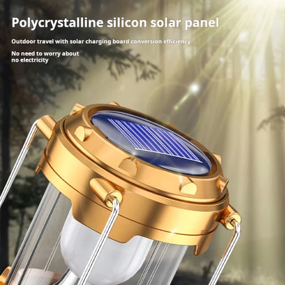 Solar Campinglampe mit USB-Aufladung – Tragbare LED-Laterne für Outdoor-Aktivitäten und Notfälle