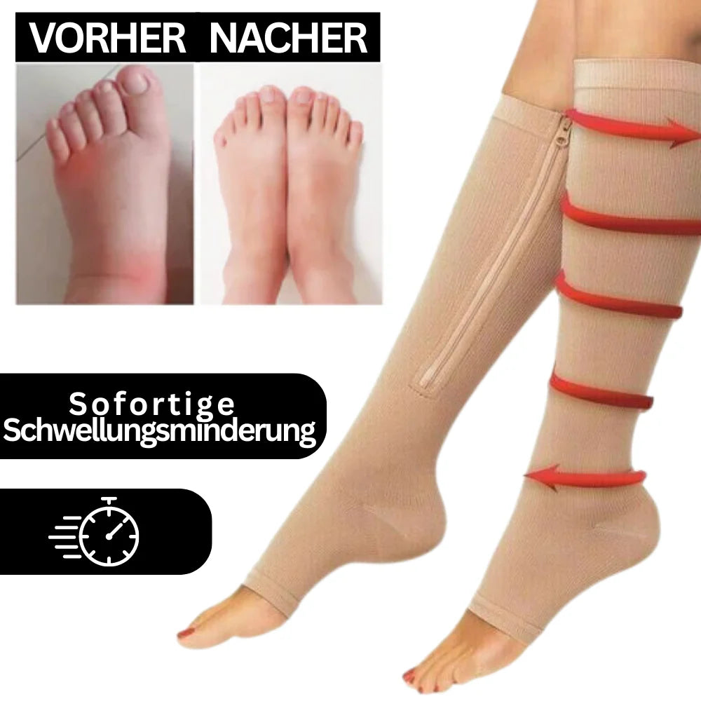 Bequeme Kompressionsstrümpfe mit Zipper
