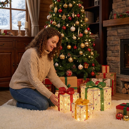 Leuchtendes LED-Weihnachtsgeschenkbox-Dekorationsset