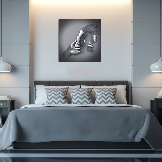 Liebes-Canvas mit Eleganter Metallfigur in Modernem Design