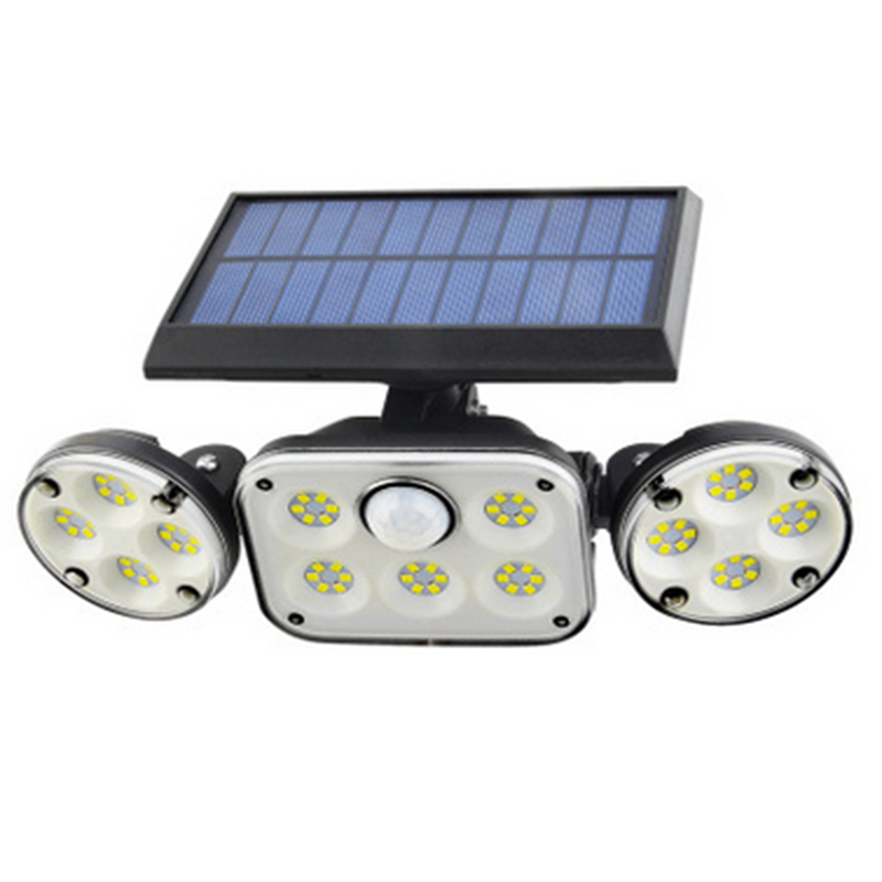Solar LED Flutlicht mit Bewegungsmelder – 3-Strahler Außenbeleuchtung für Garten, Hof und Garage