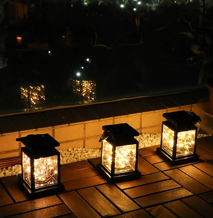Solar LED Laterne mit Lichterdraht und Aufhängeclip – Wasserdichte Gartenbeleuchtung für Terrasse und Balkon