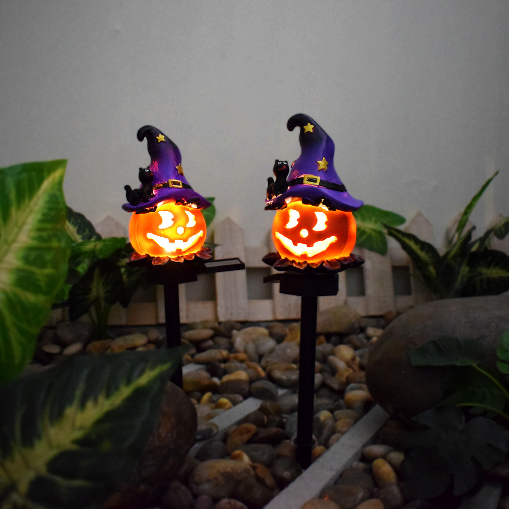 Halloween Solarleuchten – Dekorative LED Gartenlichter mit Kürbis- und Hexen-Motiven