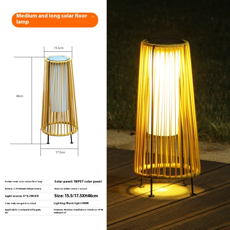 Solar LED Rattan-Laterne – Große Außenbeleuchtung im Oval-Design für Garten und Terrasse