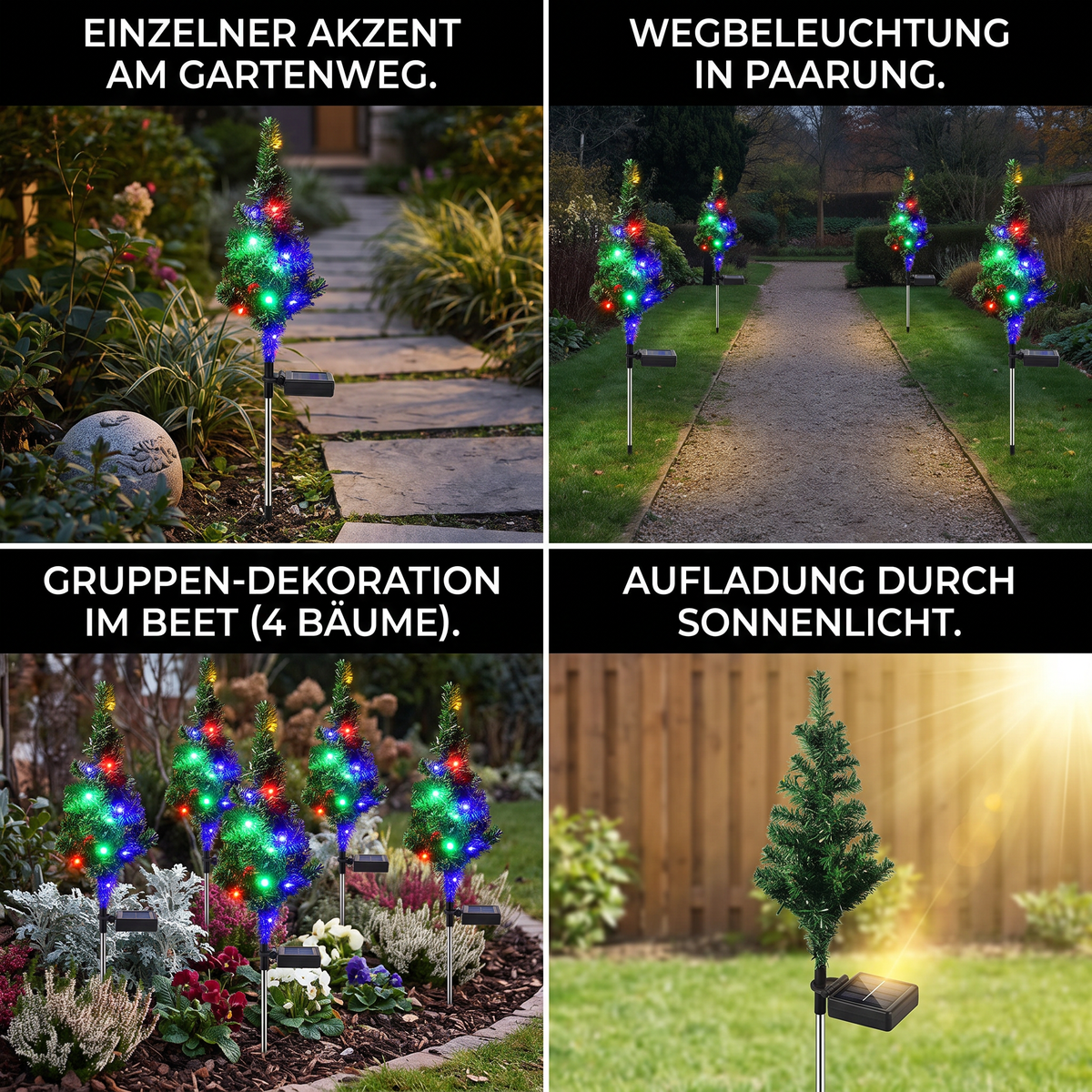 Solar-Weihnachtsbaum-Stecklichter mit mehrfarbigen LEDs