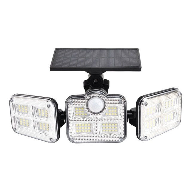Solar LED Flutlicht mit Bewegungsmelder – 3-Strahler Außenbeleuchtung für Garten, Hof und Garage