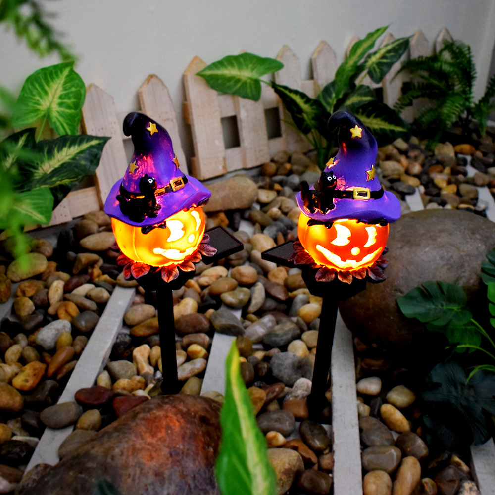 Halloween Solarleuchten – Dekorative LED Gartenlichter mit Kürbis- und Hexen-Motiven