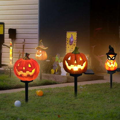 Halloween Solarleuchten – Dekorative LED Gartenlichter mit Kürbis- und Hexen-Motiven
