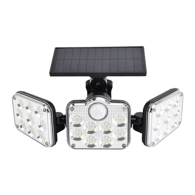 Solar LED Flutlicht mit Bewegungsmelder – 3-Strahler Außenbeleuchtung für Garten, Hof und Garage