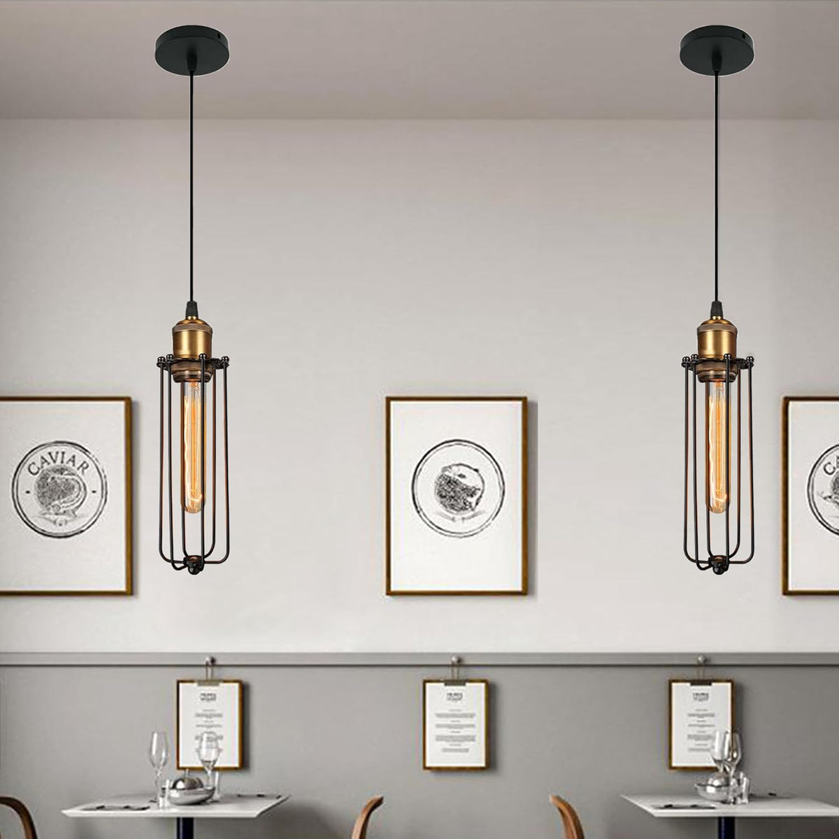 Industrielle Pendelleuchte im Retro-Design – Vintage Hängelampe mit Metallgitter