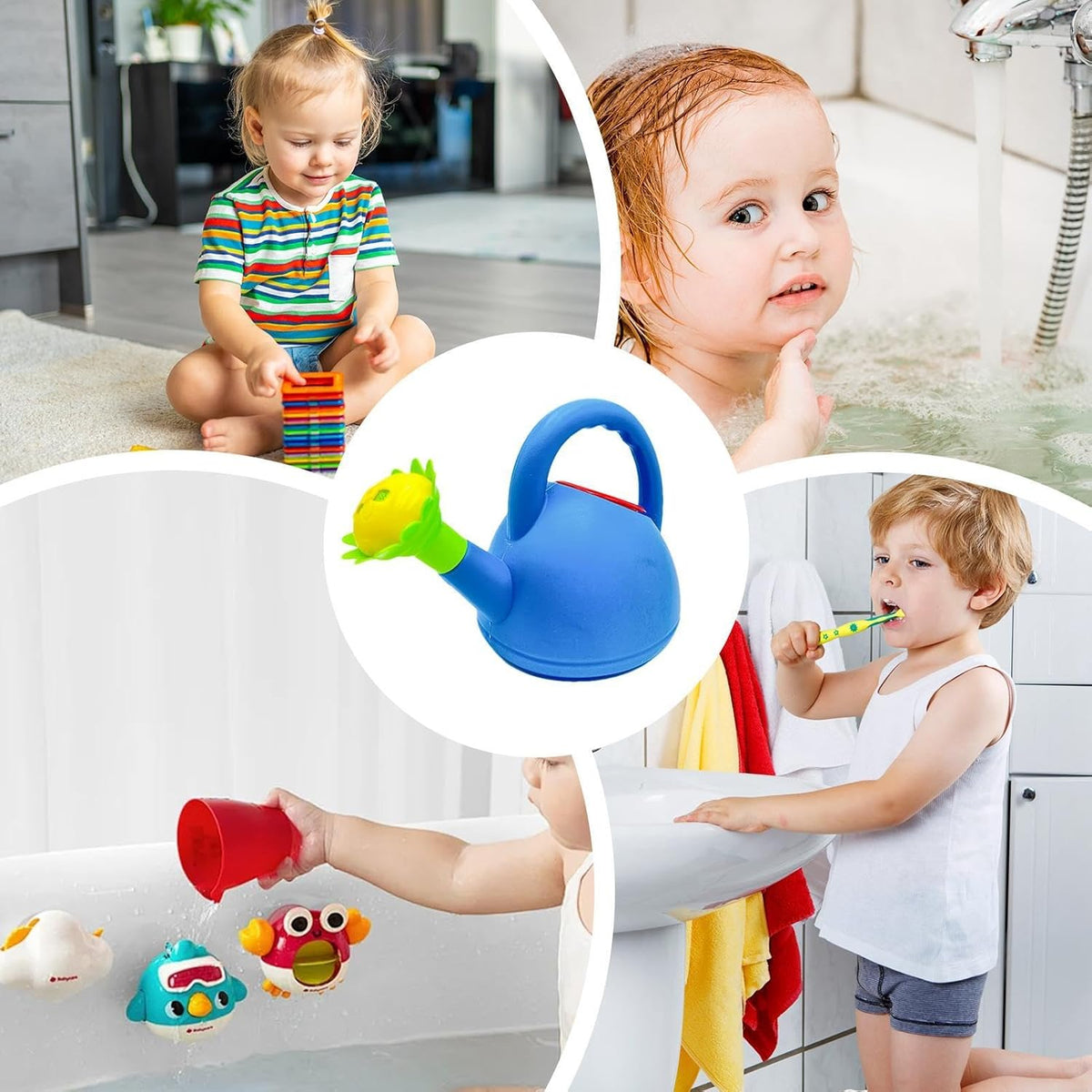 Kinder Gießkanne mit Blumenmund – Bunte Plastik-Gießkanne für kleine Gärtner