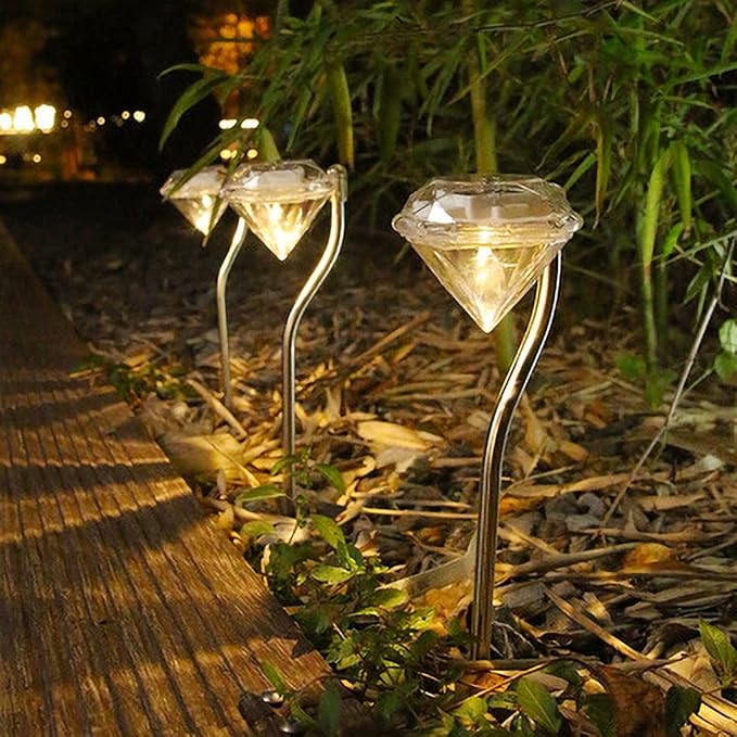Solar Gartenleuchte in Diamantform – LED Lampen für den Außenbereich zur Dekoration und Beleuchtung