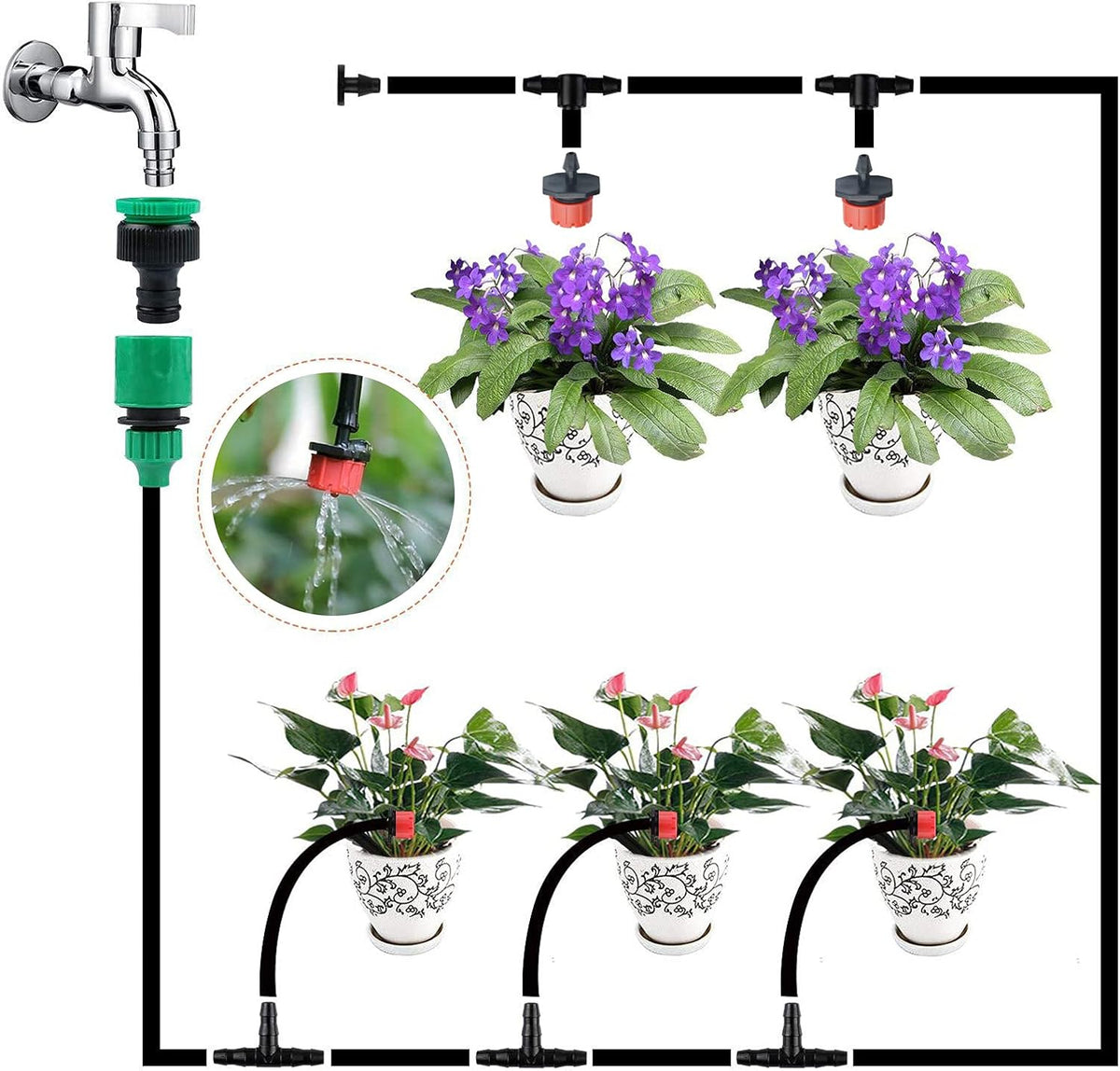 Automatisches Tropfbewässerungssystem für Pflanzen – Komplettes Set für Garten und Balkon