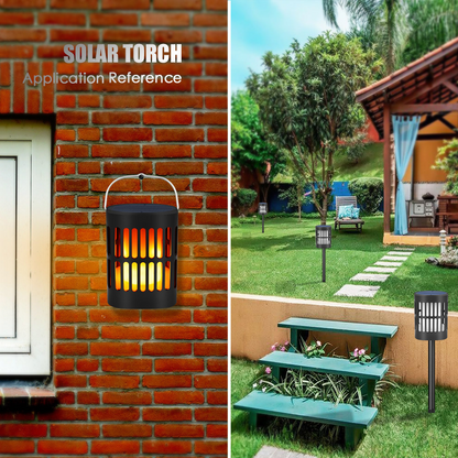 Solar LED Flammenlaterne – Dekorative Außenbeleuchtung für Garten und Terrasse mit Hängemöglichkeit