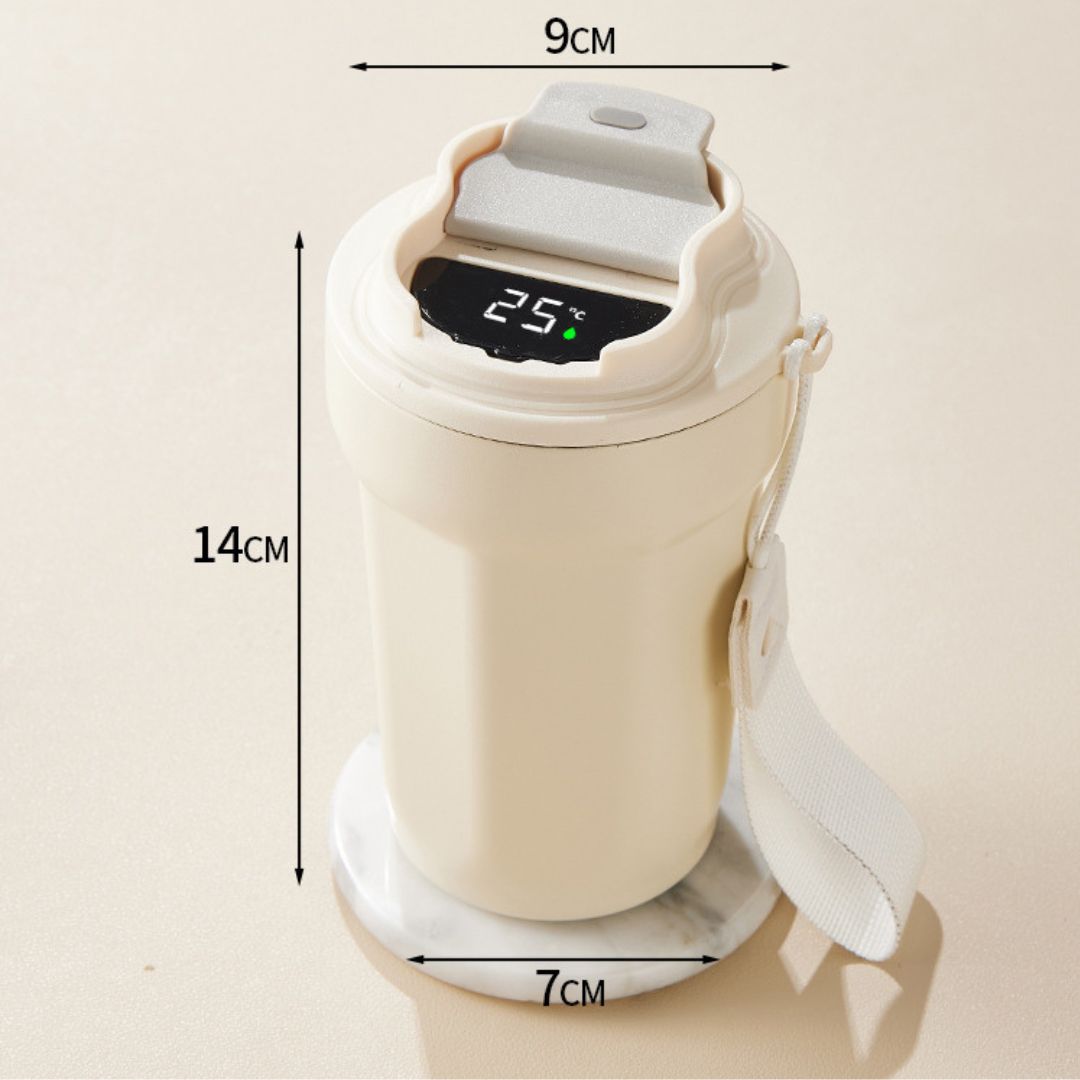 Edelstahl  Kaffebecher mit LED Temperatur Anzeige 450 ML