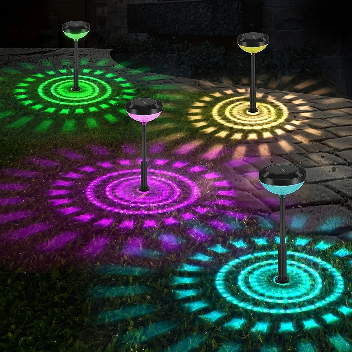 Solar Gartenlampe mit Farbwechsel – LED Gartenbeleuchtung für den Außenbereich mit Blütenmuster