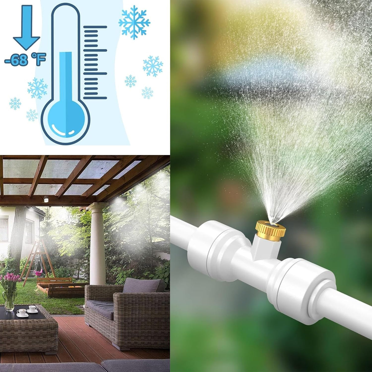 Misting System für Terrasse und Garten – Kühlendes Sprühset für Sonnenschirm und Pavillon
