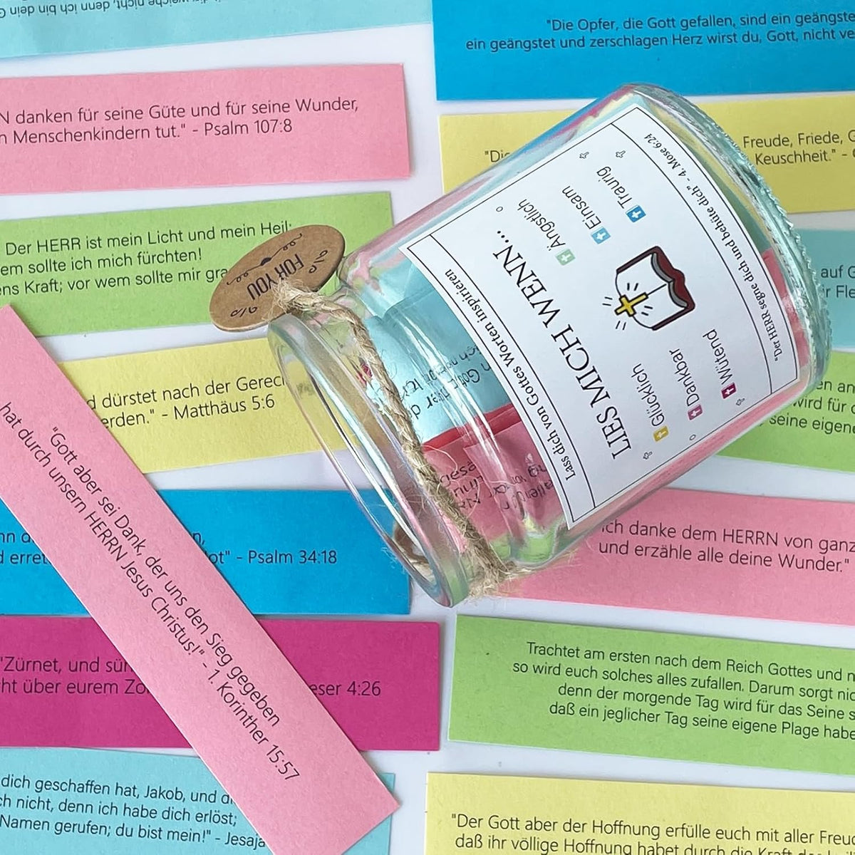 Handgemachtes 90 Tage Bible Verse Glas