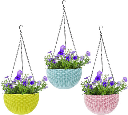Geflochtener Hängekorb für Pflanzen mit Kette – Ideal für Balkon und Garten