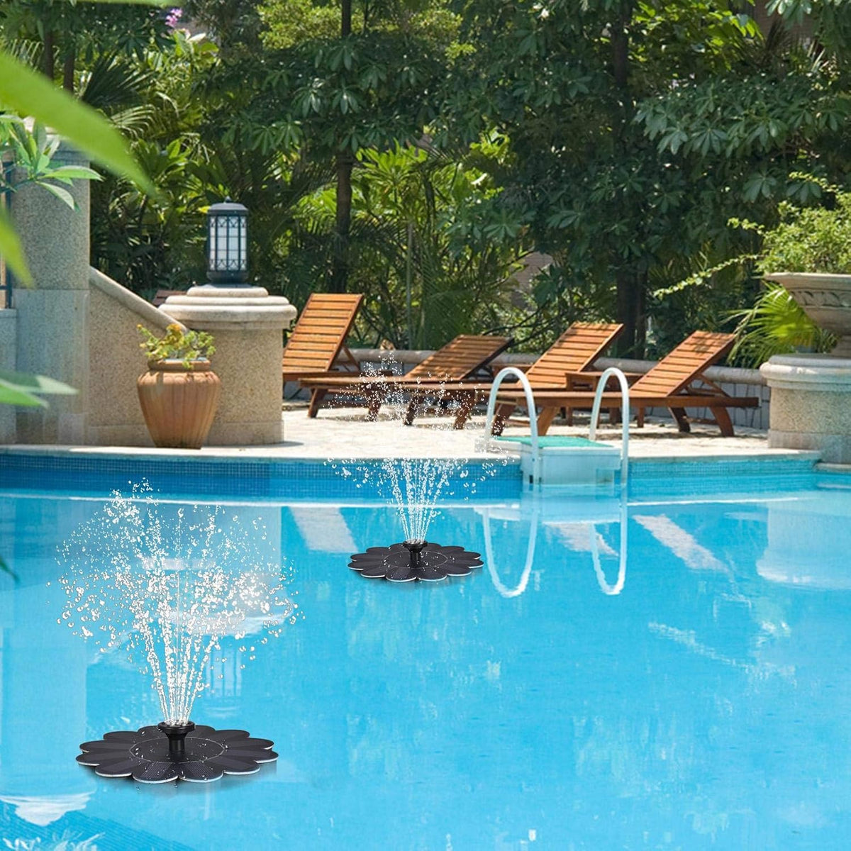 Solarbetriebener Springbrunnen für den Garten – Blumen-Design Wasserfontäne für Teiche und Pools
