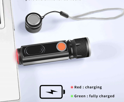 USB Wiederaufladbare Magnetische Taschenlampe – LED Notfalllampe mit Magnet und Trageband