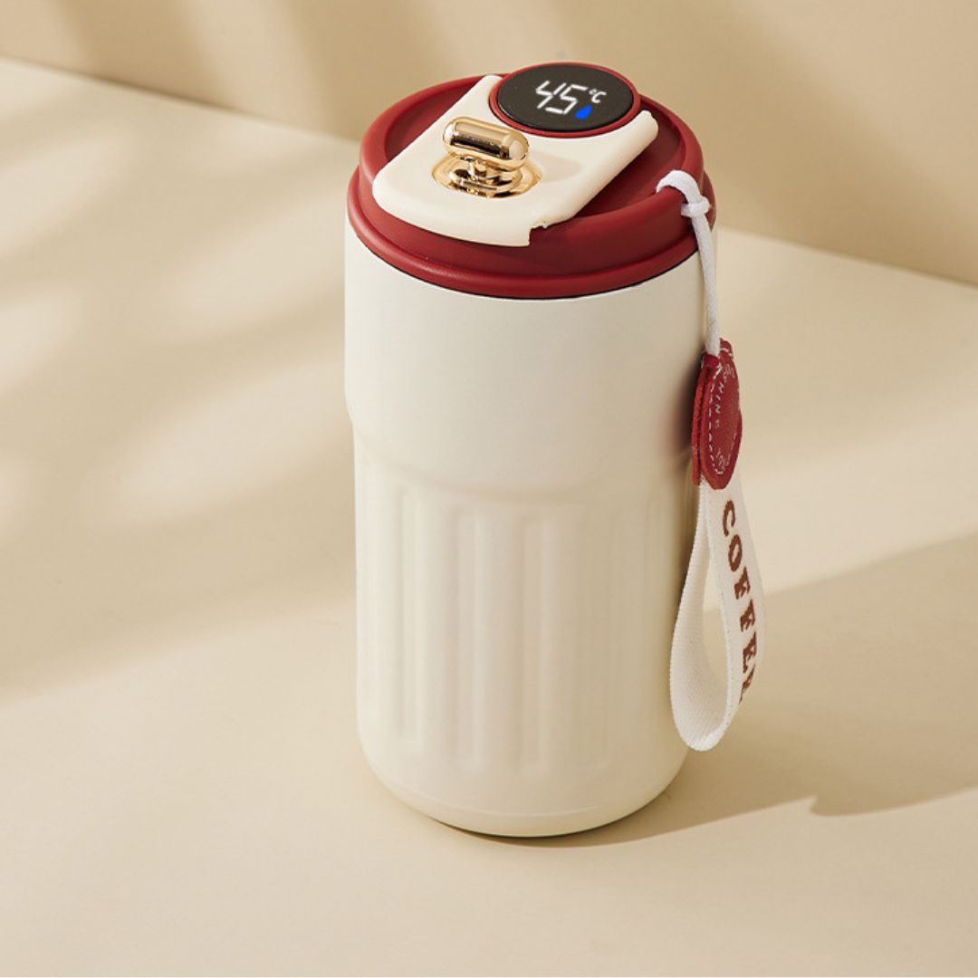 Edelstahl  Kaffebecher mit LED Temperatur Anzeige 450 ML