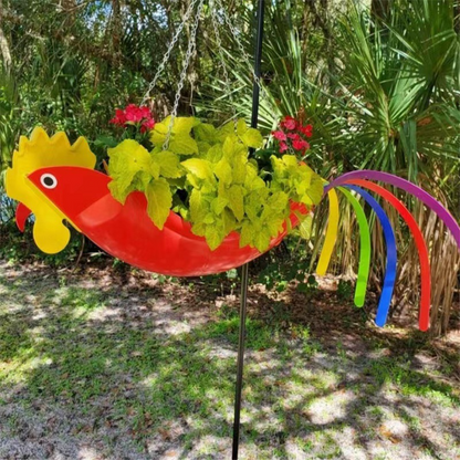 Bunte Hängende Pflanzschale im Huhn-Design – Dekorativer Blumen-Hänger für den Garten