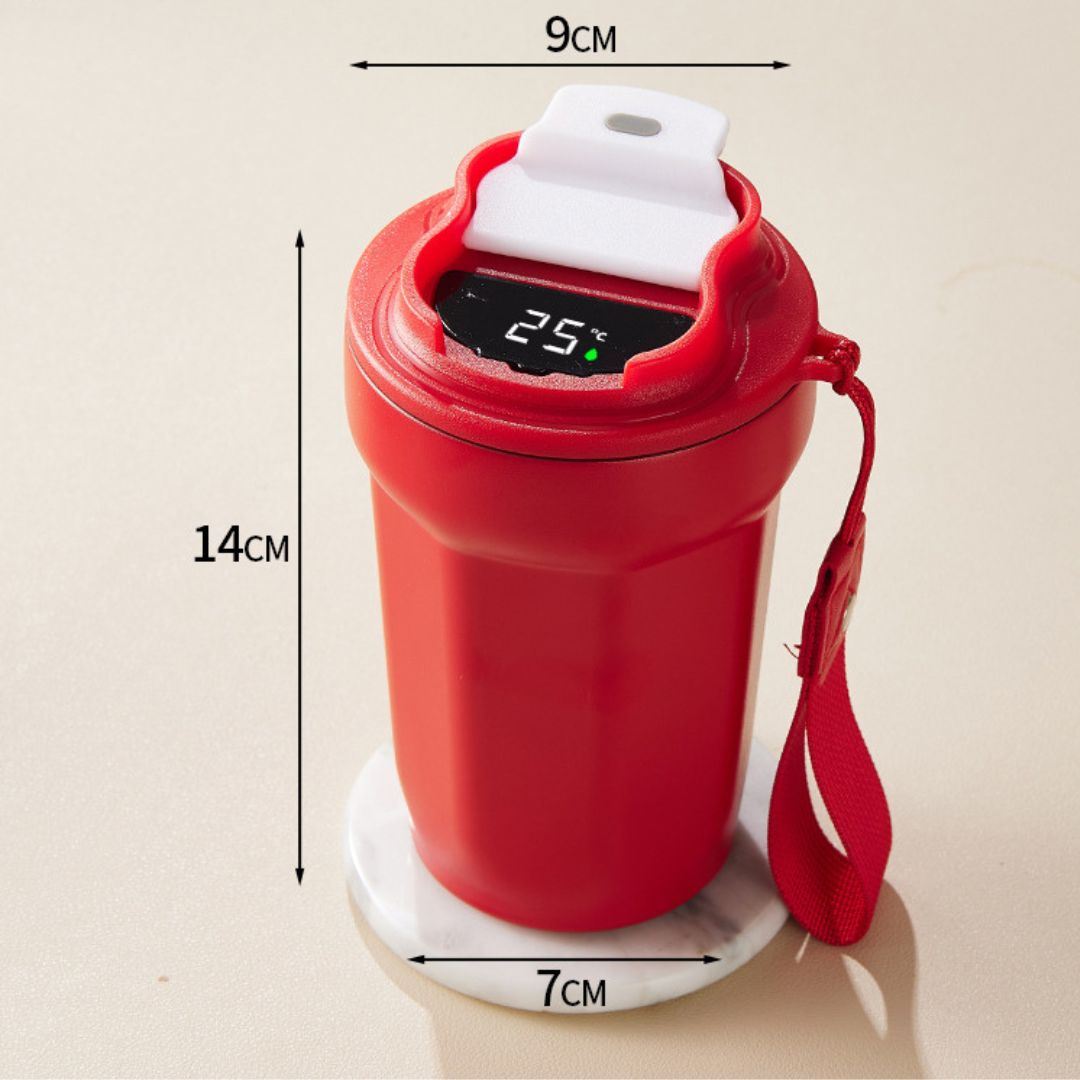 Edelstahl  Kaffebecher mit LED Temperatur Anzeige 450 ML