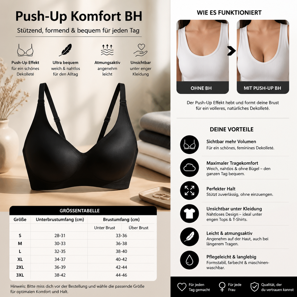 Push-Up Komfort BH – Stützend, formend & bequem für jeden Tag