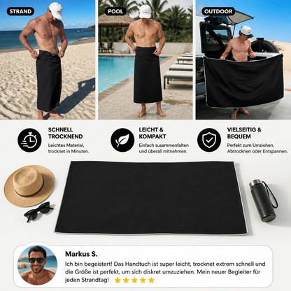 Extra großes Badetuch mit Magnet – schnelltrocknendes Strand- und Badetuch für Schwimmen und Outdoor
