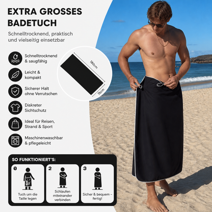 Extra großes Badetuch mit Magnet – schnelltrocknendes Strand- und Badetuch für Schwimmen und Outdoor