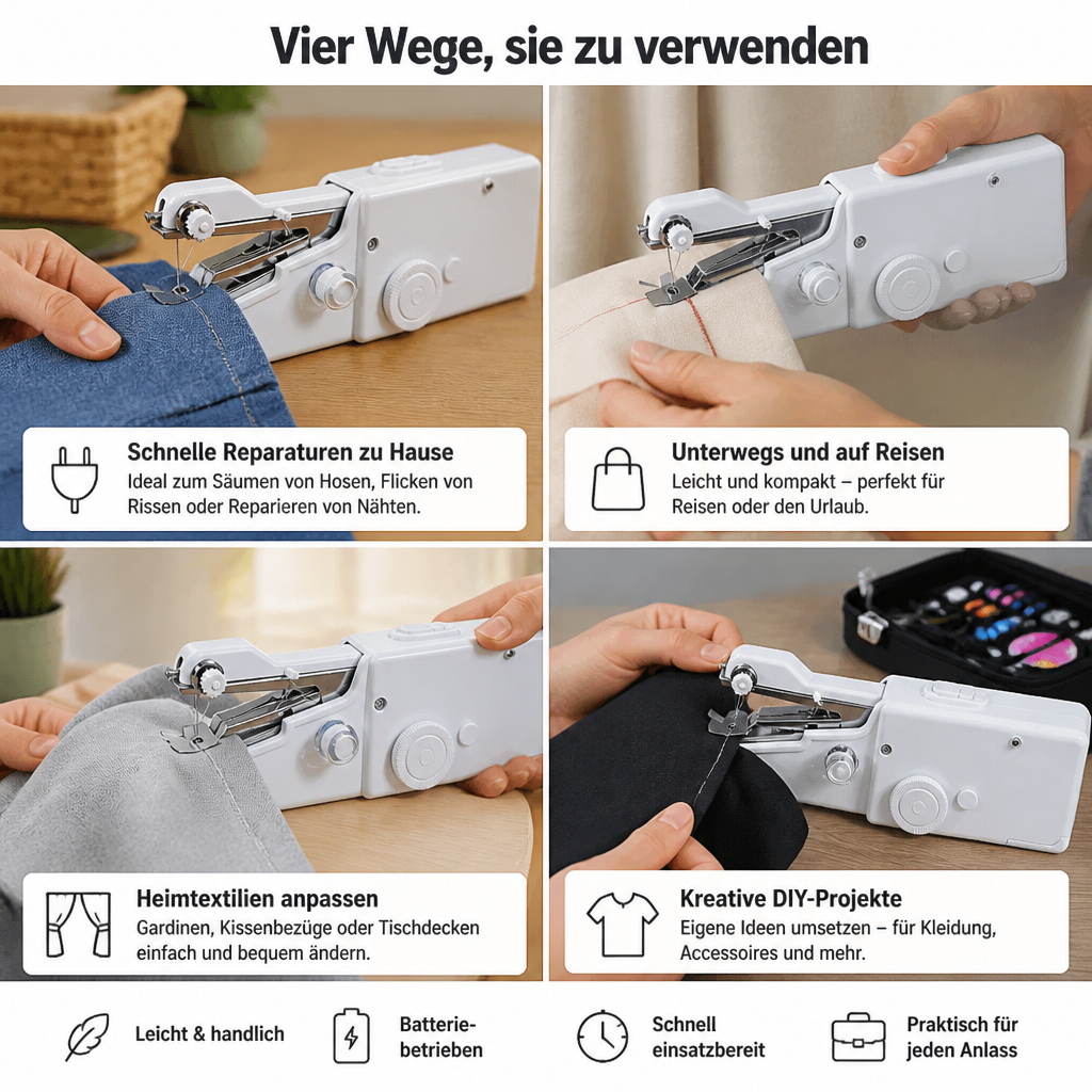 Tragbare Mini-Nähmaschine für schnelle Reparaturen und den Heimgebrauch