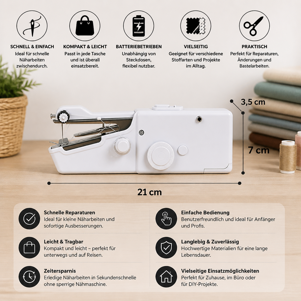 Tragbare Mini-Nähmaschine für schnelle Reparaturen und den Heimgebrauch